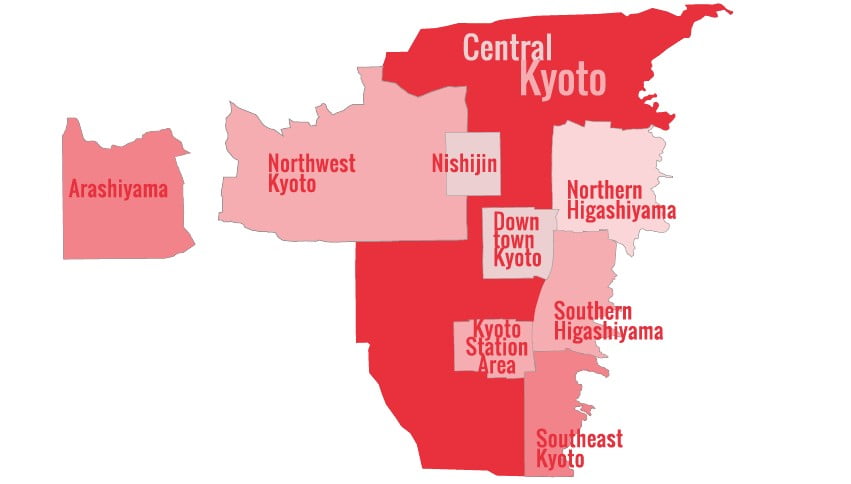 Kyoto'da bulunan bölgeler